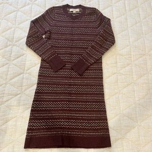 Loft XXS Petite Rich Bordeaux Fair Isle Sweater Dress